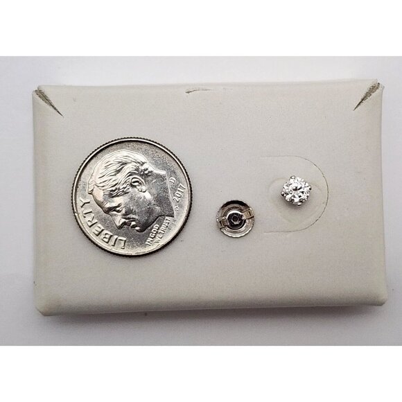 Unique Single 14K Solid White Gold Designer Diamond Stud Screw Back Earring - Picture 11 of 12